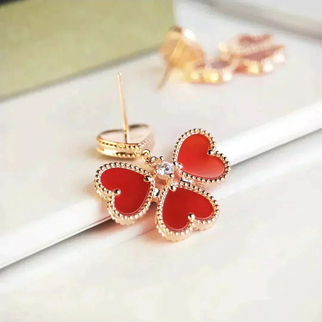 [basloveJW]SWEET CLOVER CARNELIAN EARRINGS