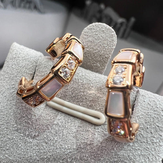 [Basjewels]SERPENTI MOP PINK GOLD EARRINGS