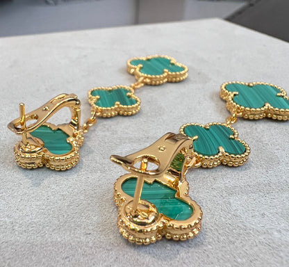 [basloveJW]CLOVER MALACHITE 3 MOTIFS GOLD