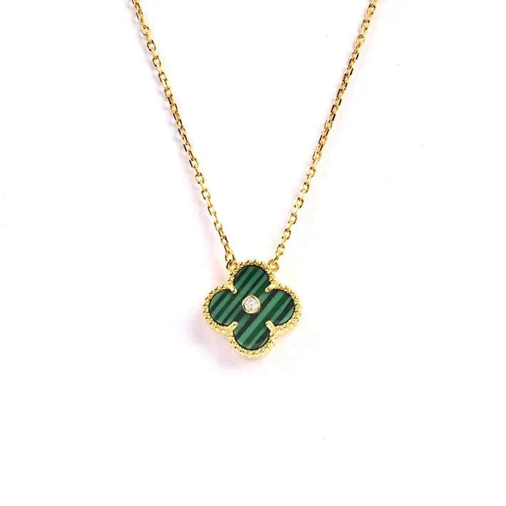 [basloveJW]CLOVER 15MM DIAMOND TURQUOISE NECKLACE