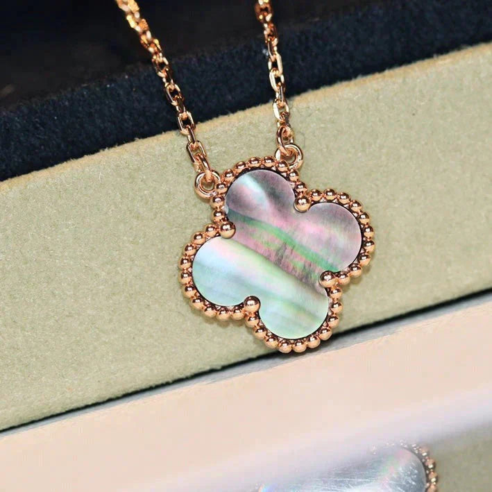 [basloveJW]CLOVER 15MM  GRAY MOTHER OF PEARL NECKLACE