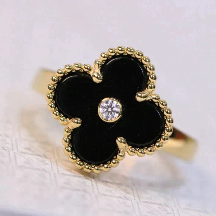 [basloveJW]CLOVER ONYX RING GOLD DIAMOND