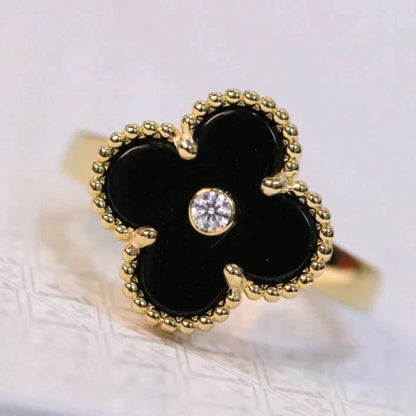 [basloveJW]CLOVER ONYX RING GOLD DIAMOND