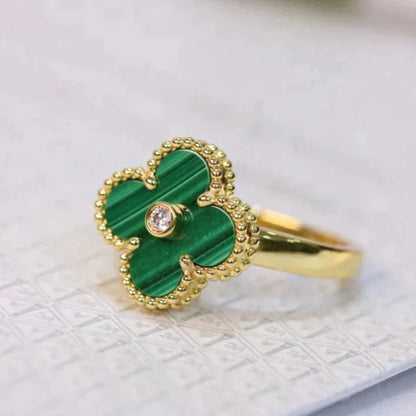 [basloveJW]CLOVER MALACHITE RING GOLD DIAMOND