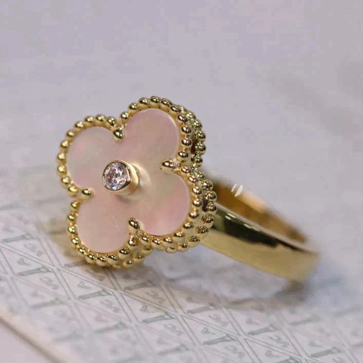 [basloveJW]CLOVER PINK MOP RING GOLD DIAMOND