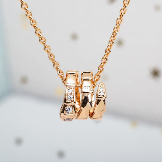 [Basjewels]SERPENTI PINK GOLD NECKLACE DIAMOND