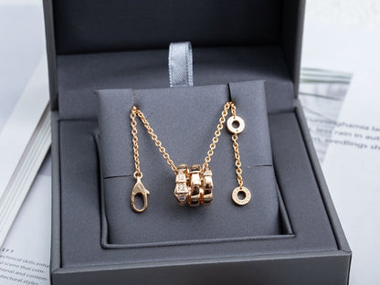 [Basjewels]SERPENTI PINK GOLD NECKLACE DIAMOND