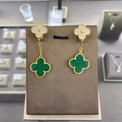 [basloveJW]CLOVER  2 MOTIFS  DIAMOND  EARRINGS (MULTIPLE CHOICESç´