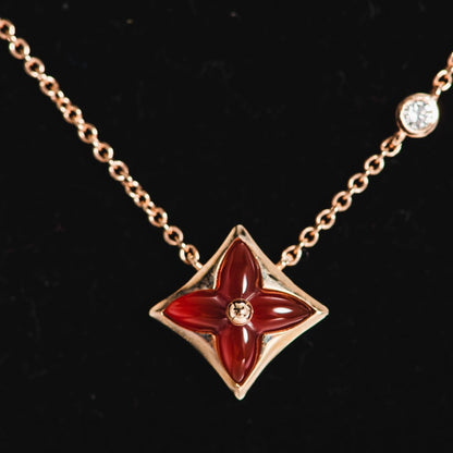 [Basjewels]STAR NECKLACE PINK GOLD 1 DIAMOND