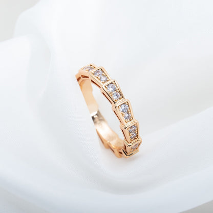 [Basjewels]SERPENTI RING PINK GOLD DIAMOND PAVED 3MM