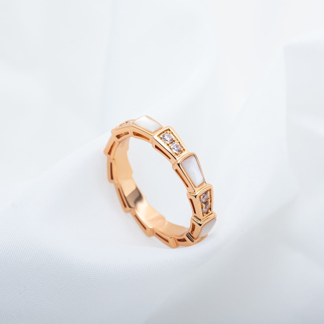 [Basjewels]SERPENTI RING PINK GOLD DIAMOND MOP 3MM