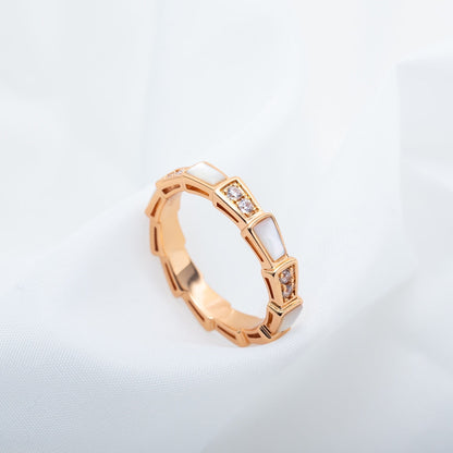 [Basjewels]SERPENTI RING PINK GOLD DIAMOND MOP 3MM