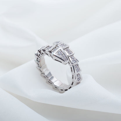 [Basjewels]SERPENTI RING SILVER DIAMOND PAVED 4MM