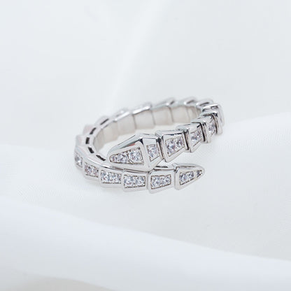 [Basjewels]SERPENTI RING SILVER DIAMOND PAVED 4MM