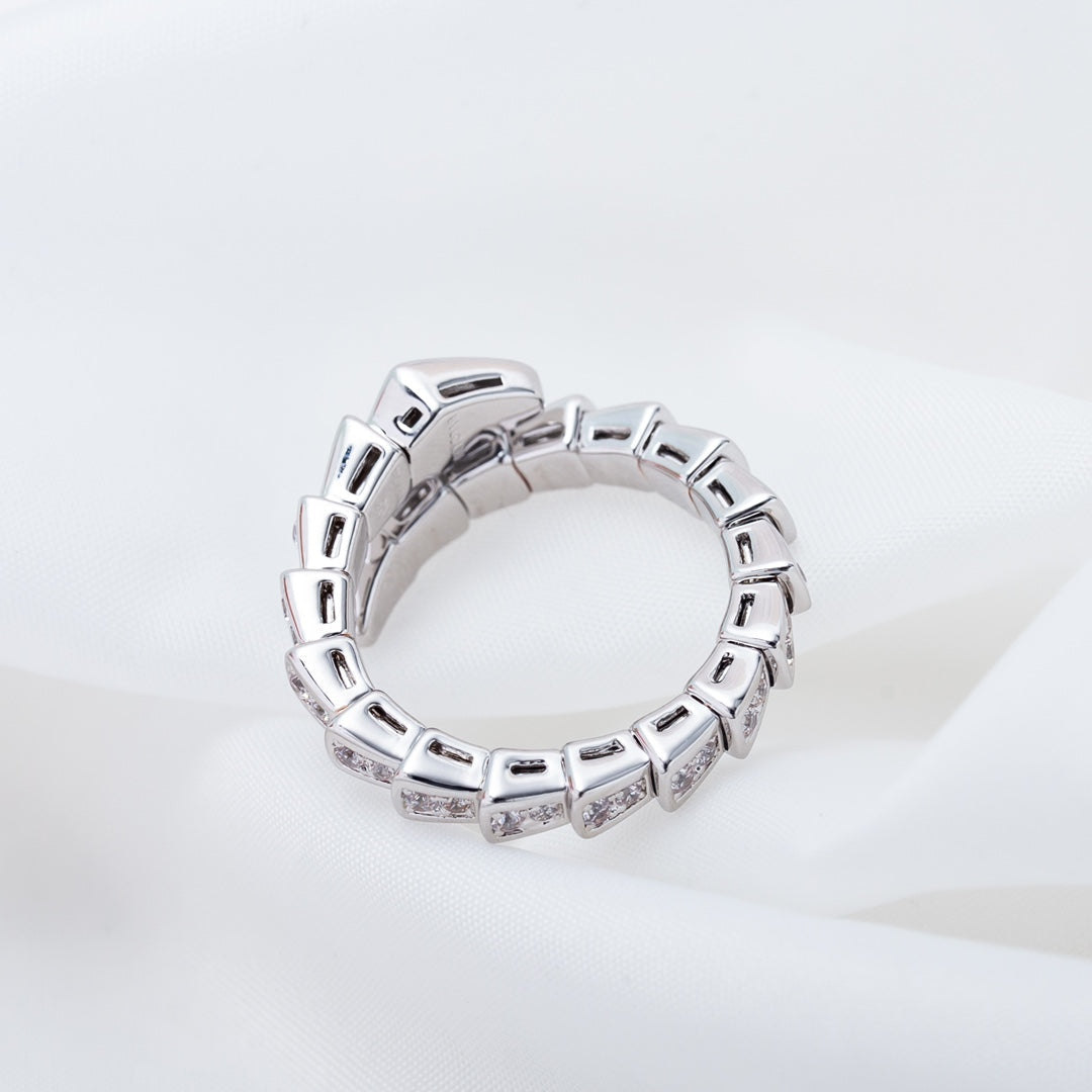 [Basjewels]SERPENTI RING SILVER DIAMOND PAVED 4MM