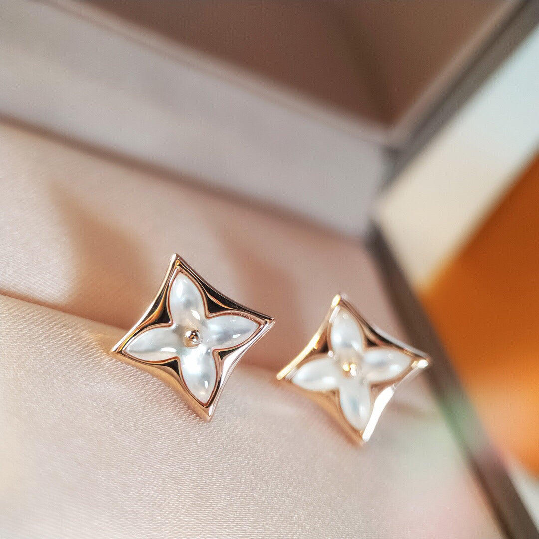 [Basjewels]STAR MOP PINK GOLD EARRINGS