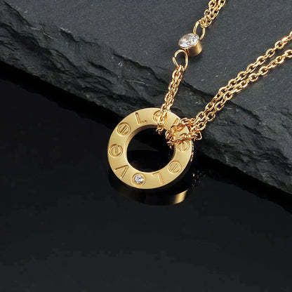 [basloveJW]LOVE NECKLACE 16MM 2 DIAMONDS