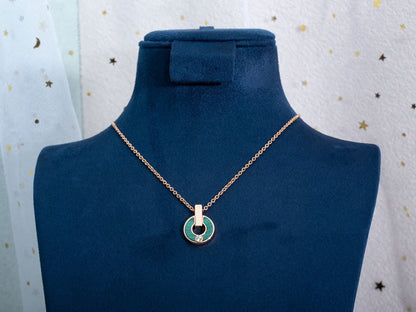 [Basjewels]GARI NECKLACE PINK GOLD MALACHITE