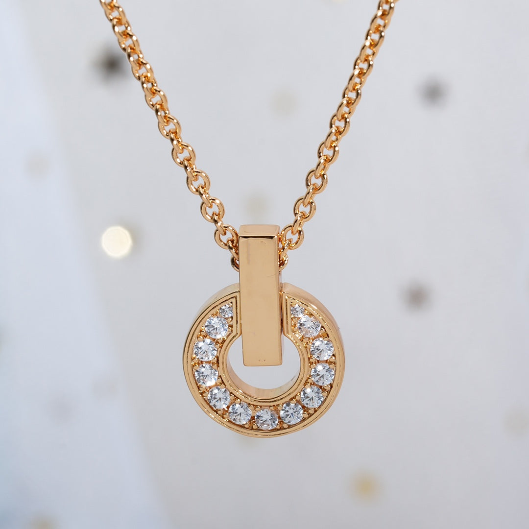 [Basjewels]GARI NECKLACE PINK GOLD DIAMOND