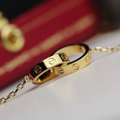 [basloveJW]LOVE NECKLACE DOUBLE RING GOLD