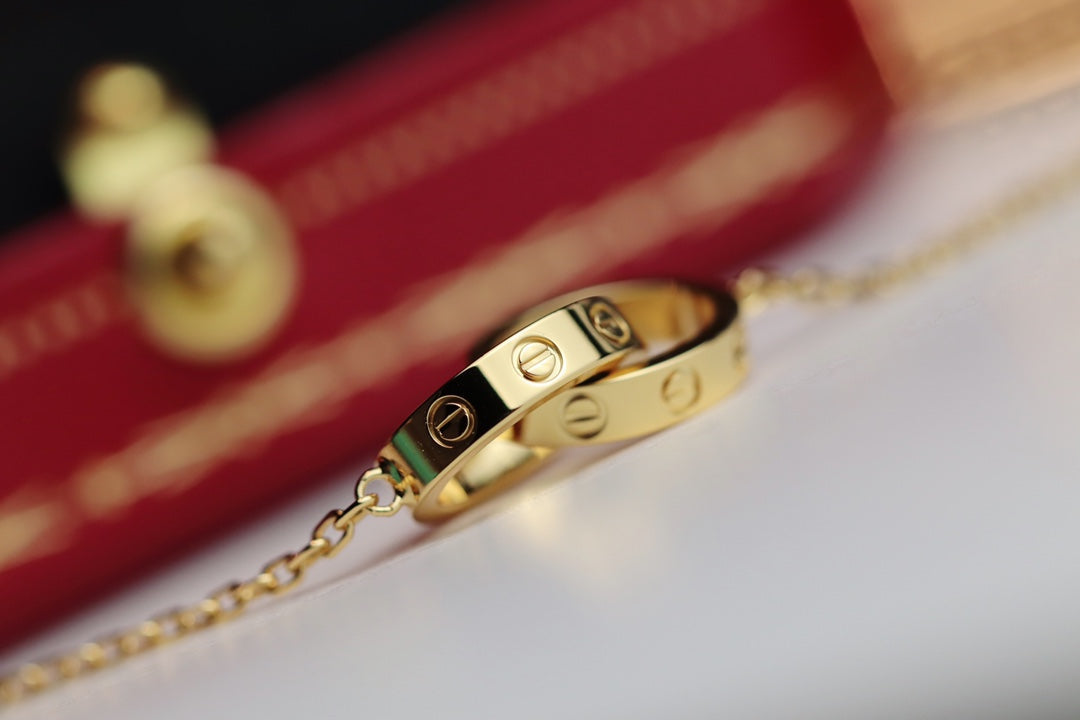 [basloveJW]LOVE NECKLACE DOUBLE RING GOLD