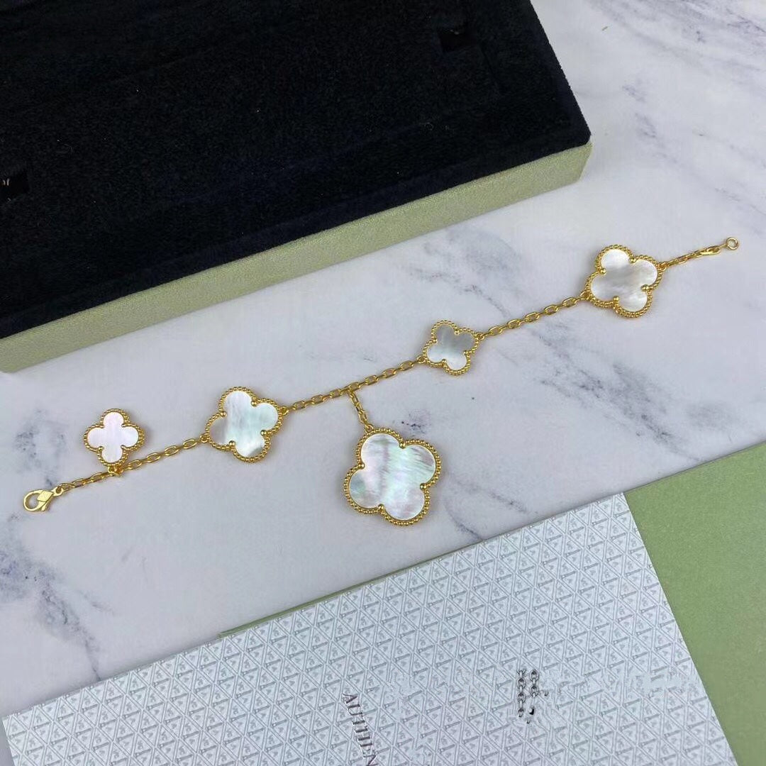 [basloveJW]MAGIC CLOVER MOP GOLD BRACELET 5 MOTIFS