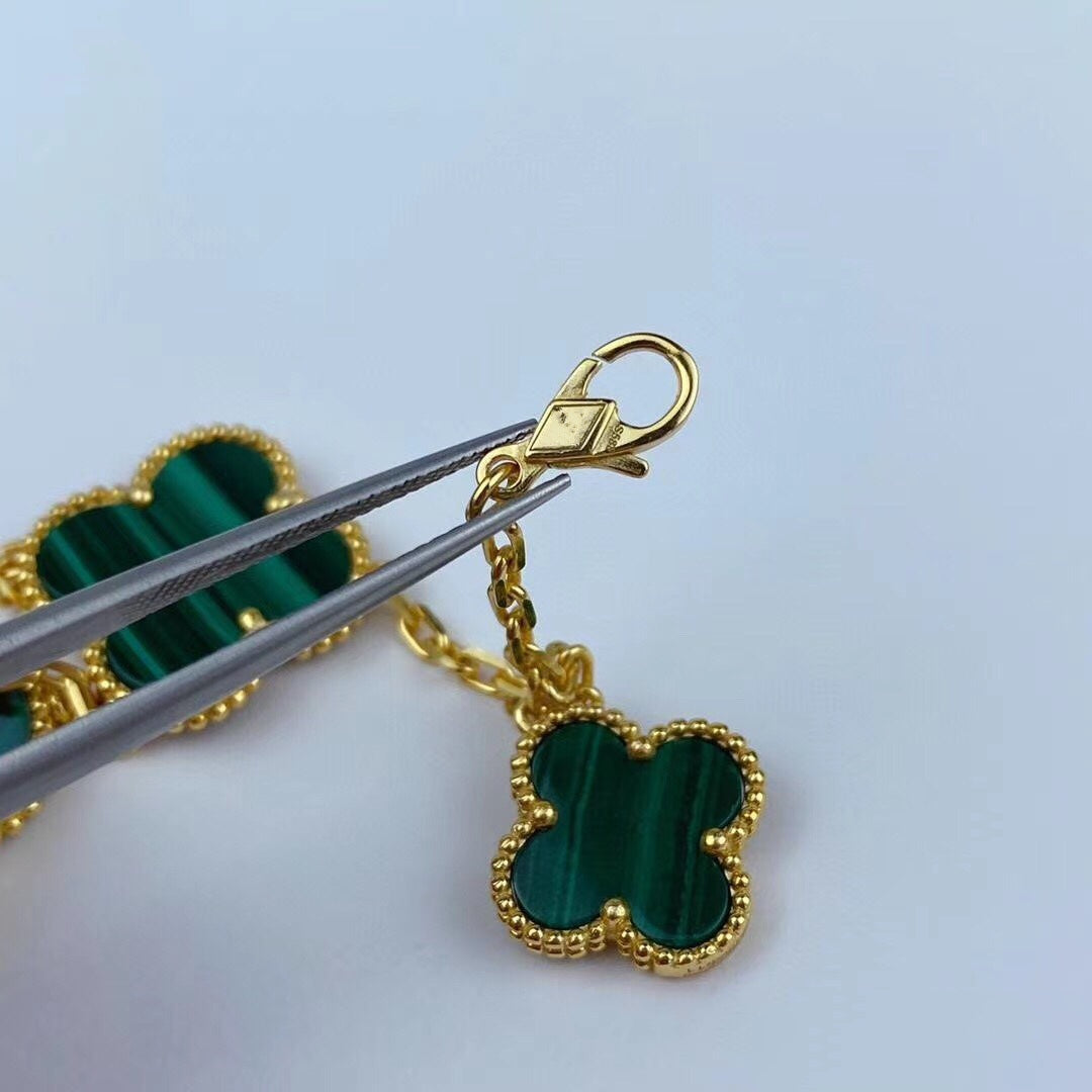 [basloveJW]MAGIC CLOVER MALACHITE GOLD BRACELET 5 MOTIFS