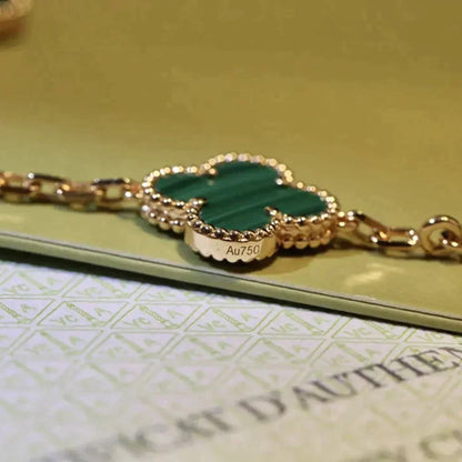 [basloveJW]CLOVER 5 MOTIFS MALACHITE BRACELET