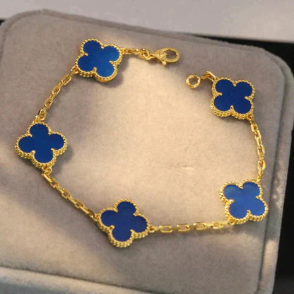 [basloveJW]CLOVER 5 MOTIFS BLUE AGATE BRACELET