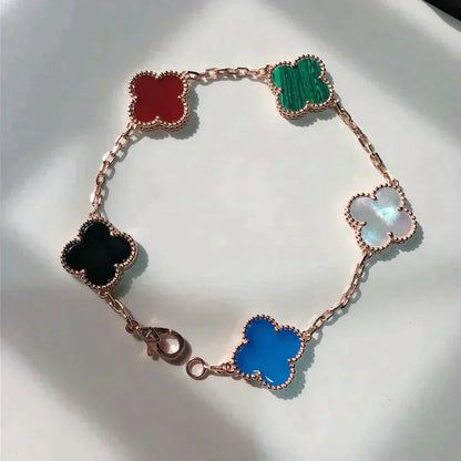 [basloveJW]CLOVER 5 MOTIFS MULTICOLOR  BRACELET