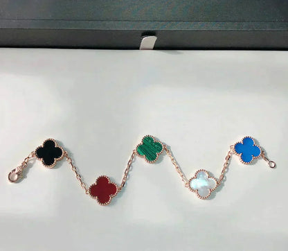 [basloveJW]CLOVER 5 MOTIFS MULTICOLOR  BRACELET