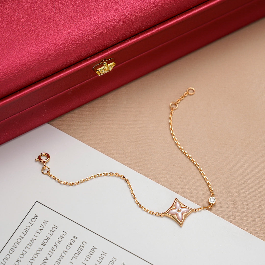 [Basjewels]STAR 1 DIAMOND PINK GOLD BRACELET