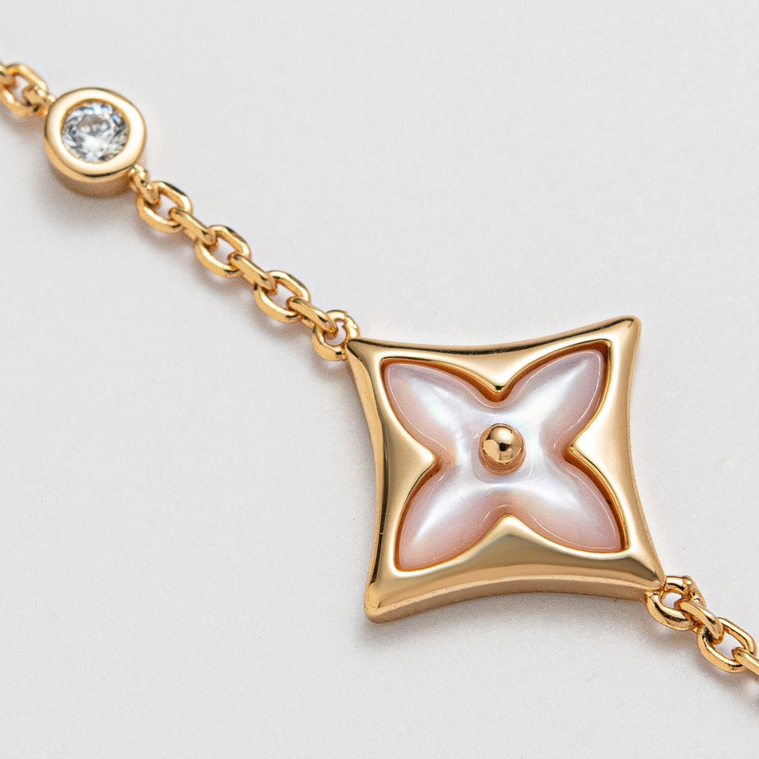 [Basjewels]STAR 1 DIAMOND PINK GOLD BRACELET