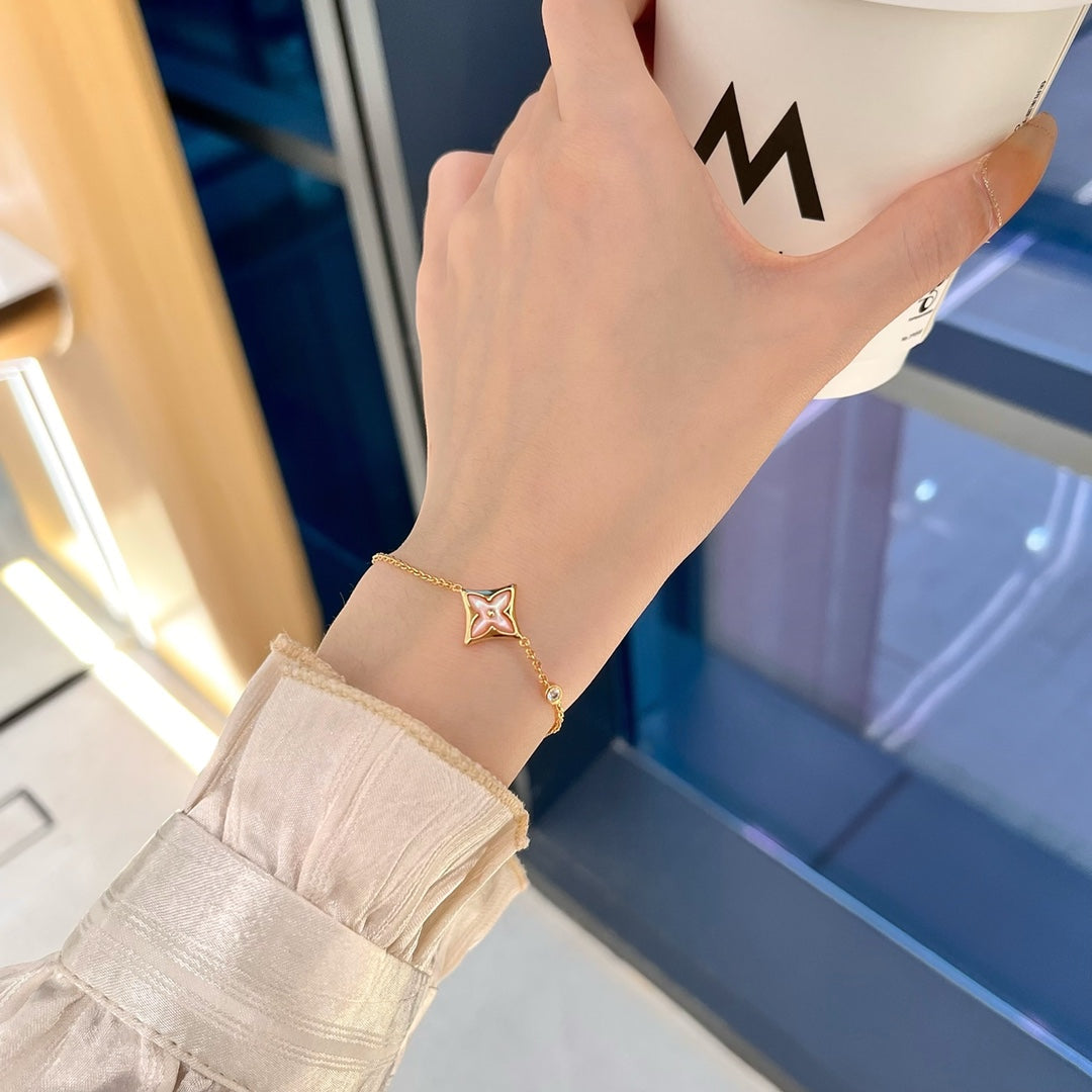 [Basjewels]STAR 1 DIAMOND PINK GOLD BRACELET