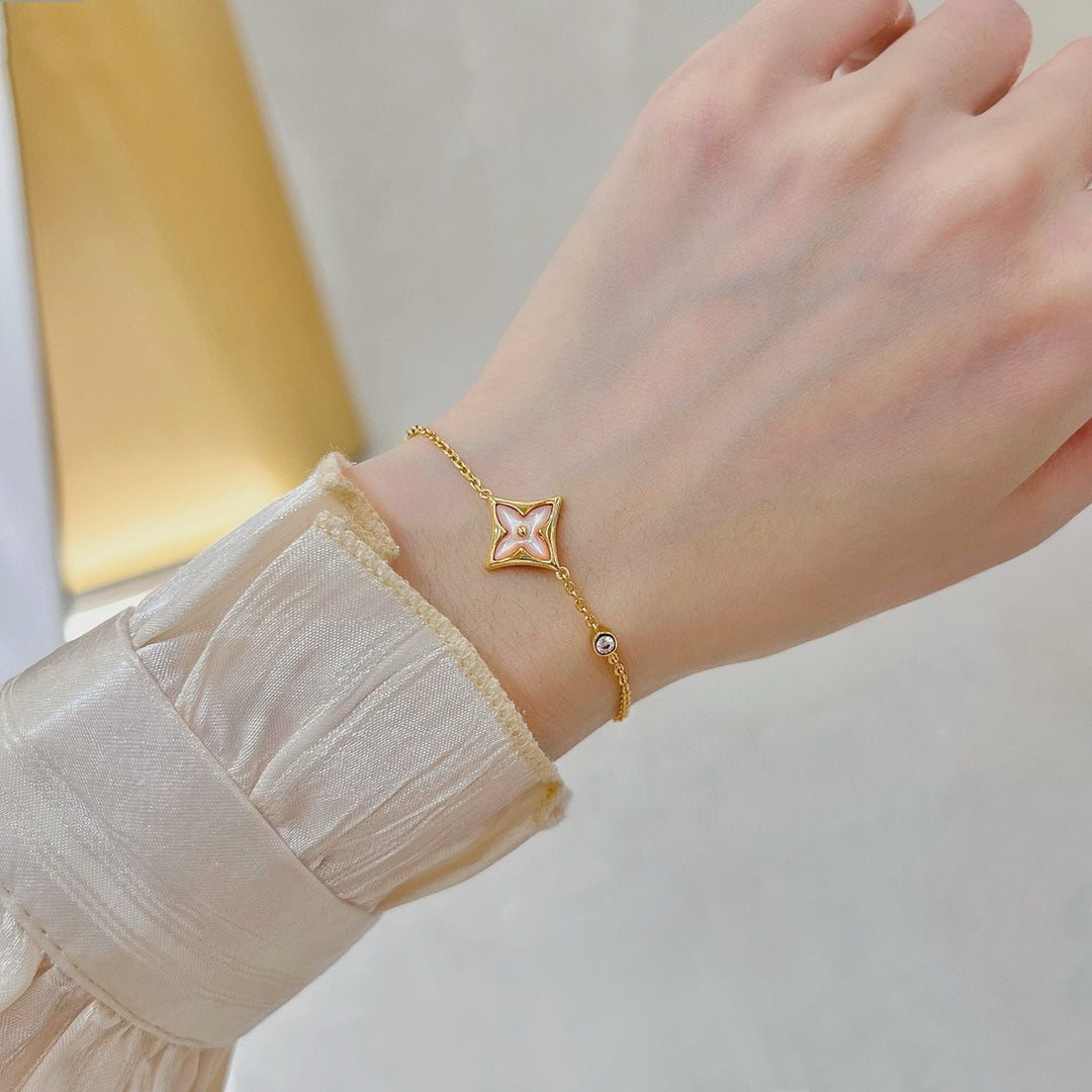 [Basjewels]STAR 1 DIAMOND PINK GOLD BRACELET