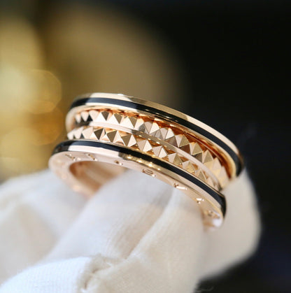 [Basjewels]ZERO 1 GOLD BLACK CERAMIC RING