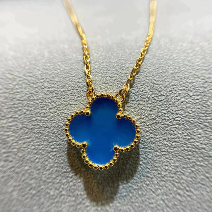 [basloveJW]CLOVER 15MM BLUE AGATE NECKLACE