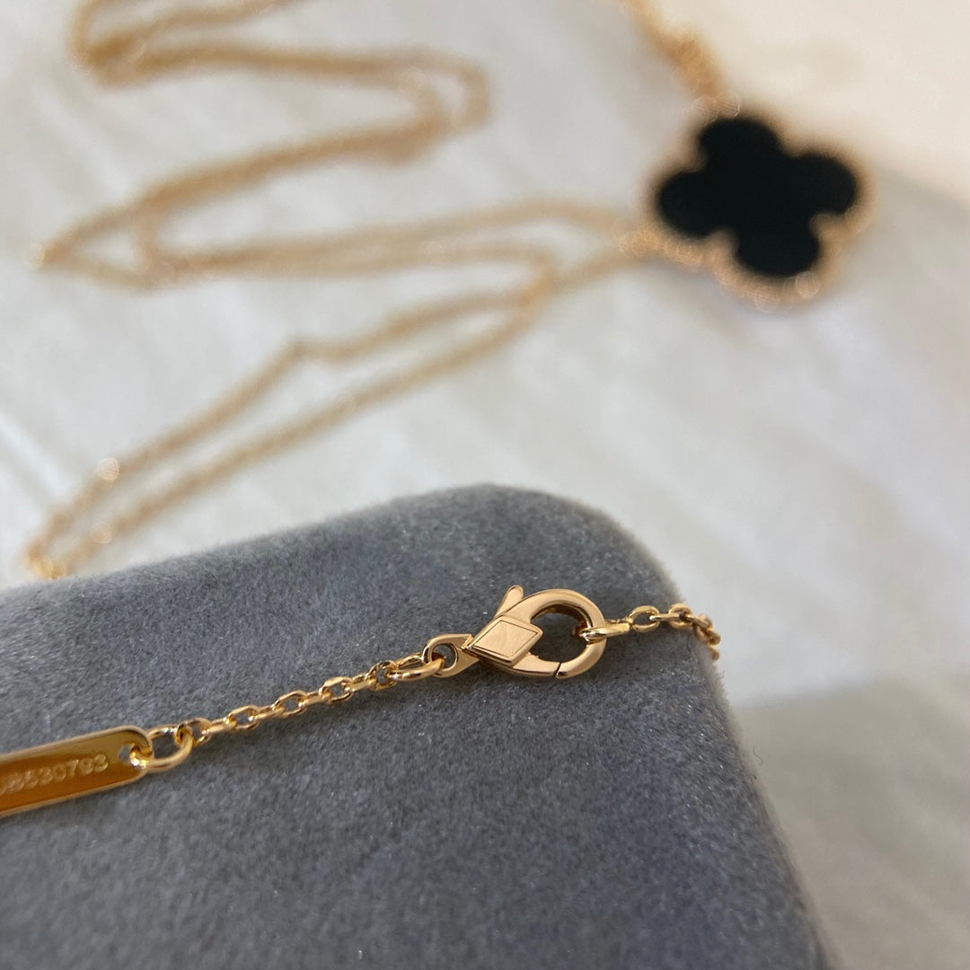 [basloveJW]CLOVER 25MM NECKLACE GOLD ONYX