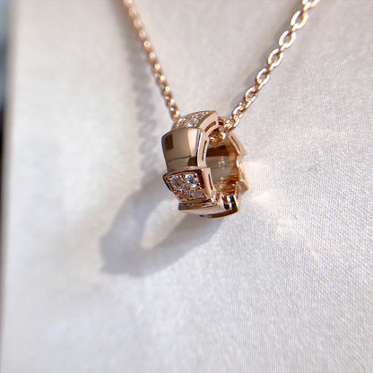 [Basjewels]SERPENTI PEDANT DIAMOND PINK GOLD NECKLACE