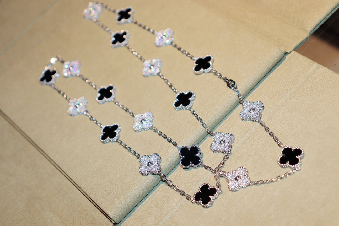 [basloveJW]CLOVER 20 MOTIFS ONYX DIAMOND SILVER