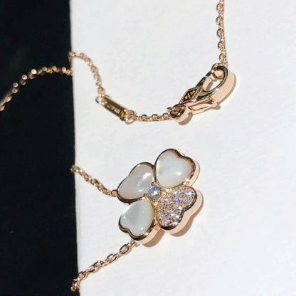 [basloveJW]CLOVER MOP DIAMOND ROSE GOLD NECKLACE