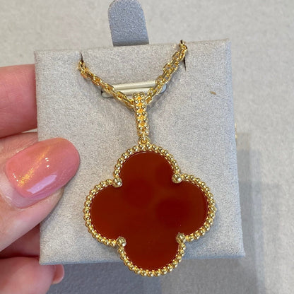 [basloveJW]CLOVER 25MM NECKLACE GOLD CARNELIAN