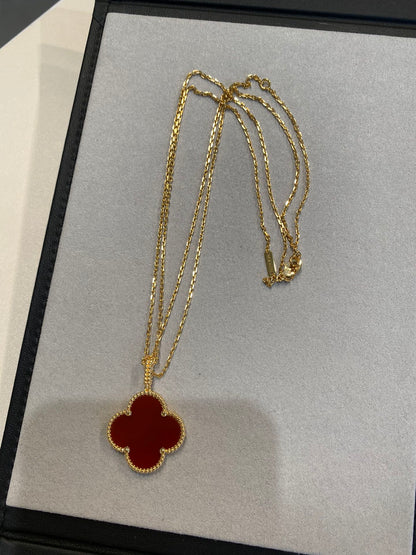 [basloveJW]CLOVER 25MM NECKLACE GOLD CARNELIAN