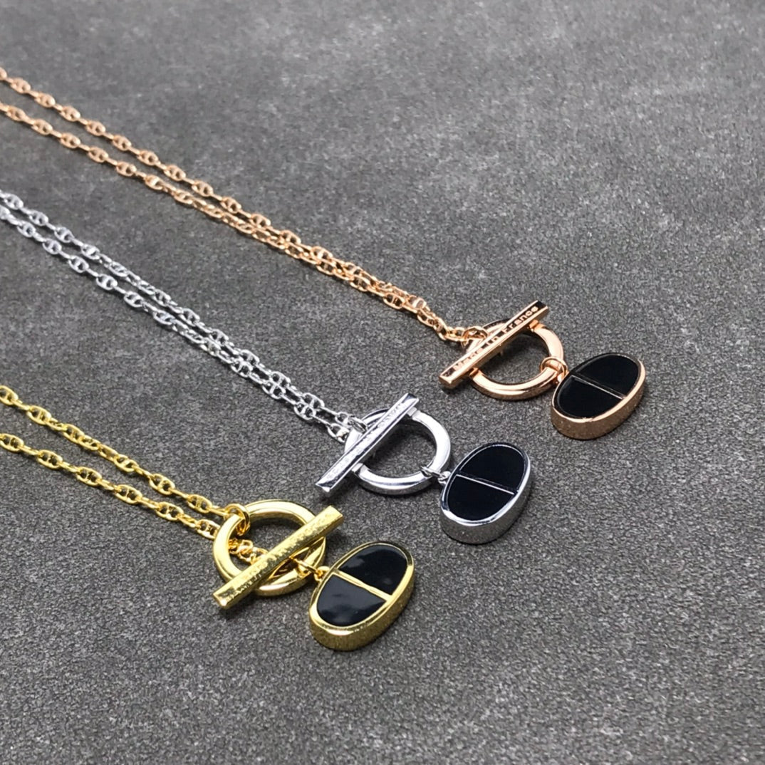 [Basjewels]CHAINE VERSO BLACK CERAMIC SILVER NECKLACE