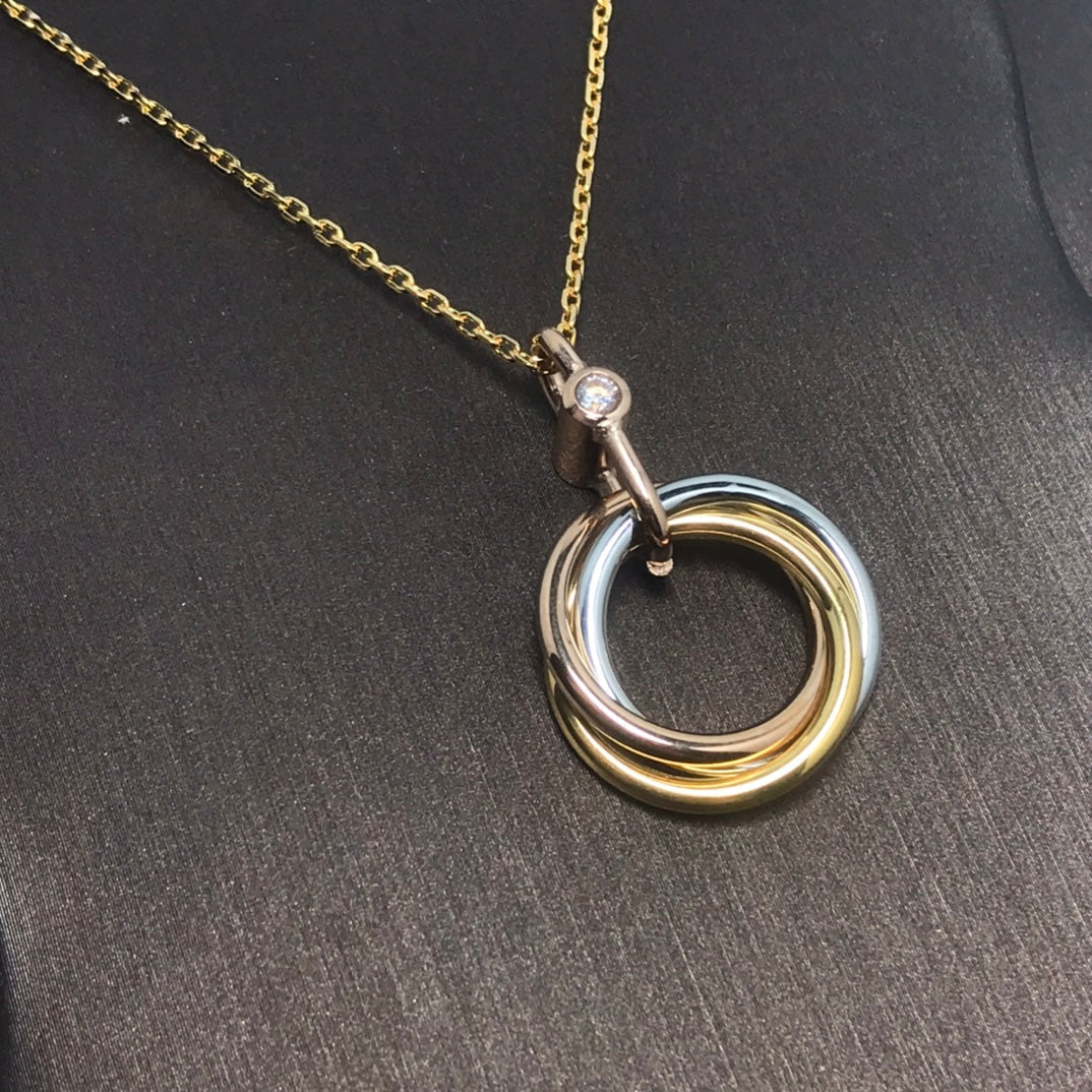 [basloveJW]TRINITY SILVER GOLD PINK GOLD NECKLACE