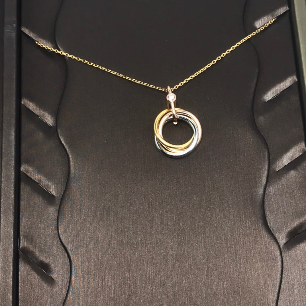 [basloveJW]TRINITY SILVER GOLD PINK GOLD NECKLACE