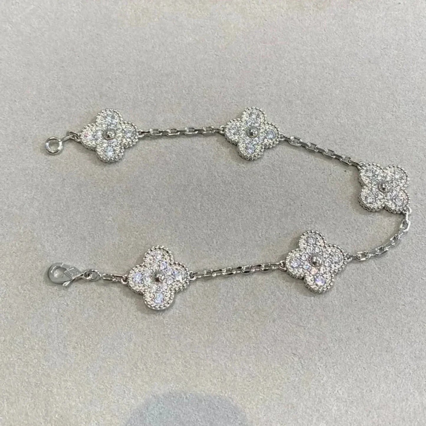 [basloveJW]CLOVER 5 MOTIFS  DIAMOND BRACELET SILVER