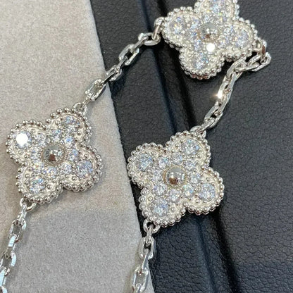 [basloveJW]CLOVER 5 MOTIFS  DIAMOND BRACELET SILVER