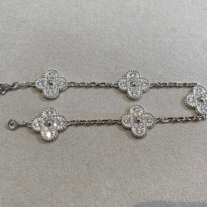 [basloveJW]CLOVER 5 MOTIFS  DIAMOND BRACELET SILVER