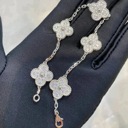 [basloveJW]CLOVER 5 MOTIFS  DIAMOND BRACELET SILVER